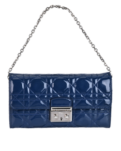 Miss Dior Wallet On Chain,Patent,Blue, 26MA0195,3*